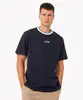 camiseta de algodão bordado 1976 manga curta azul marinho P