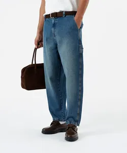 calça barrel masculina jeans cós elástico dirty azul 40