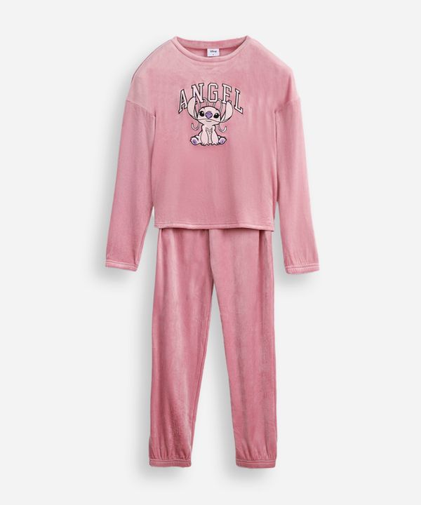 pijama longo infantil plush angel rosa 16