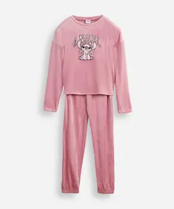 pijama longo infantil plush angel rosa 10