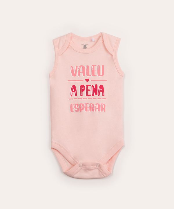 body infantil sem manga valeu a pena esperar rosa 6-9