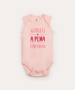 body infantil sem manga valeu a pena esperar rosa 0-3
