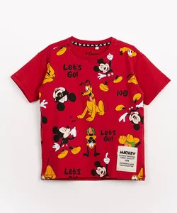 camiseta infantil de malha Mickey manga curta vermelha 4