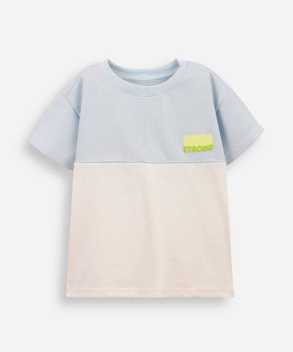 camiseta infantil manga curta com recorte azul 5