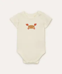 body infantil de algodão siri texturizado off white 18-24