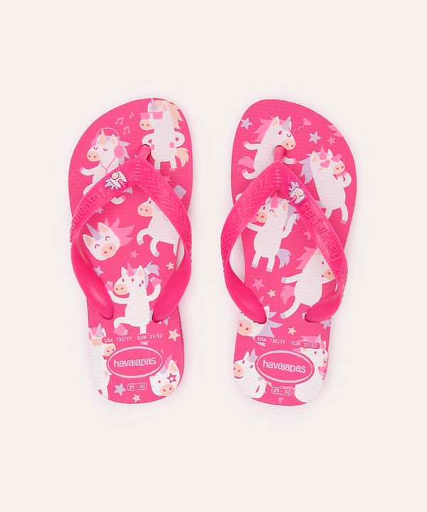 chinelo havaianas infantil fantasy unicórnio rosa 31-32