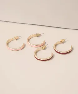 Kit de 2 Brincos de Argola com Resina Dourado Único