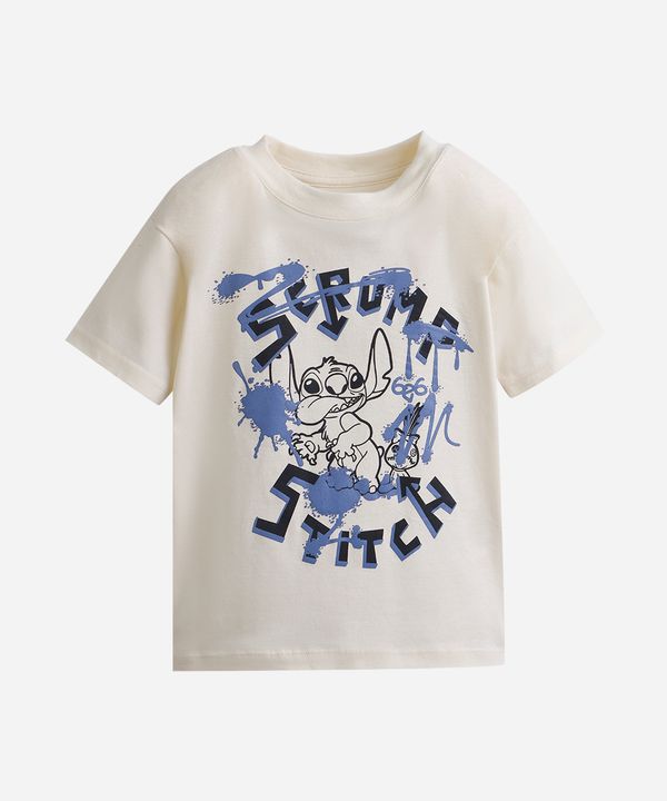 camiseta infantil de algodão stitch bege 6