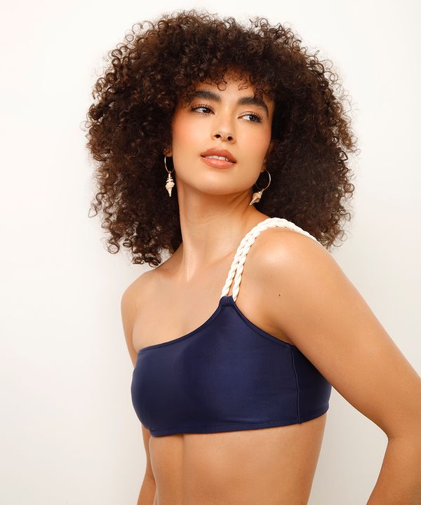 biquíni top ombro único azul M