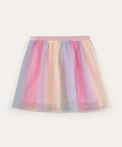 saia infantil de tule arco-íris com glitter multicor 10