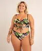 biquíni plus size calcinha tanga estampada floral aquático proteção uv50+ além dos mares alter do chão grazi massafera preto GG1