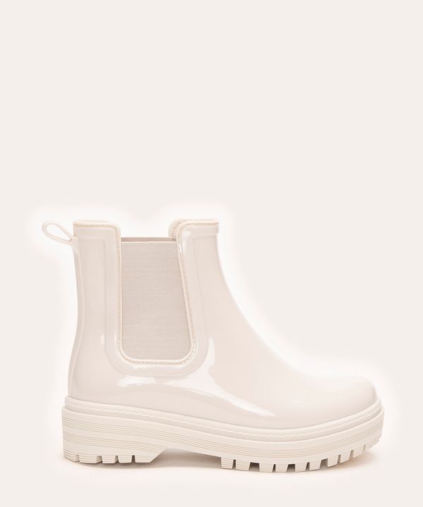 bota infantil chelsea emborrachada off white 27-28
