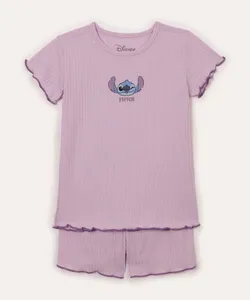 pijama curto infantil stitch lilás 10