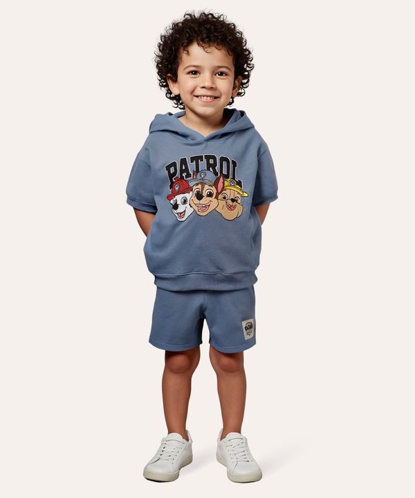 conjunto infantil de moletom curto patrulha canina azul 4