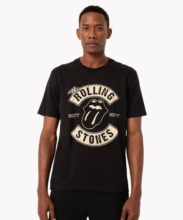 camiseta de algodão rolling stones manga curta preto P