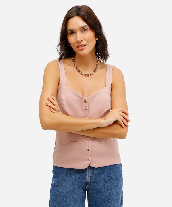 blusa feminina acetinada decote coração rosa PP