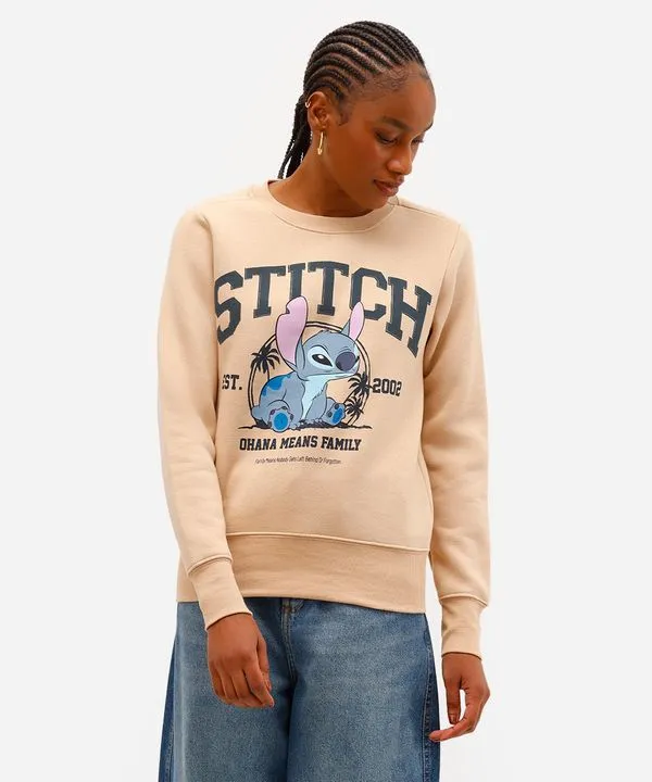 blusão feminino de moletom stitch bege PP
