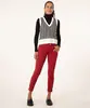 calça de sarja skinny barra com zíper vermelho escuro 36