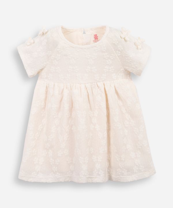 vestido infantil lacinhos na manga off white 18-24