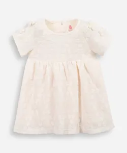 vestido infantil lacinhos na manga off white 6-9