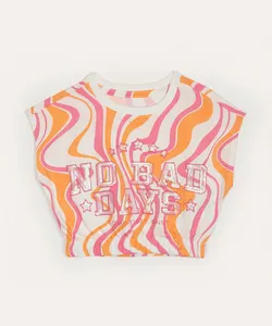blusa de algodão infantil com paetê manga curta off white 6