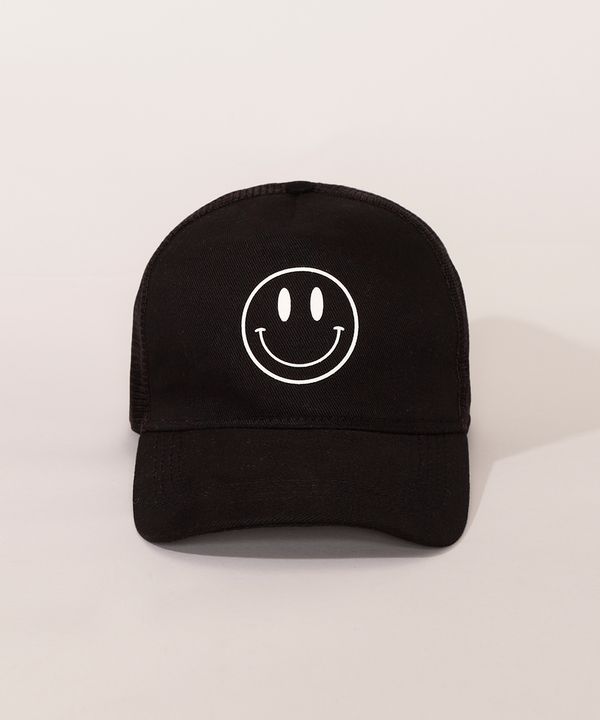 Boné Masculino Aba Curva com Rostinho Preto Único