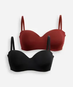 kit de 2 sutiãs femininos meia taça alça removível colorido 46