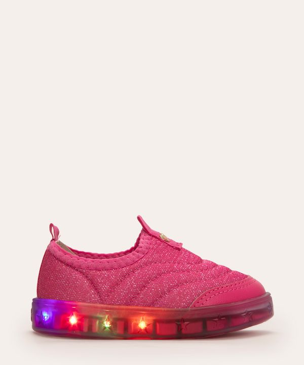 tênis infantil calce fácil knit lurex com luz molekinha pink 20