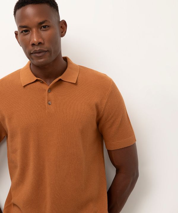 polo de tricot manga curta terracota P