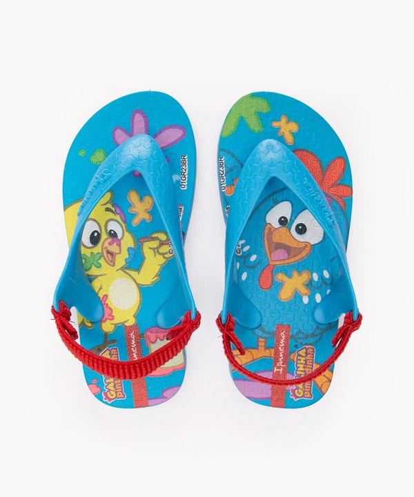 chinelo infantil galinha pintadinha com elástico ipanema azul 17-18