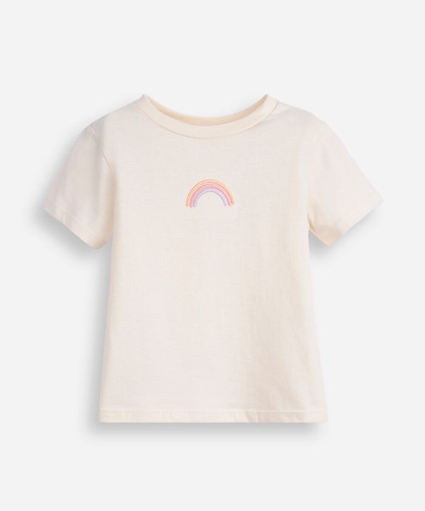 camiseta infantil de algodão arco íris bege 2