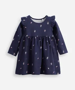 vestido infantil de algodão floral azul 2