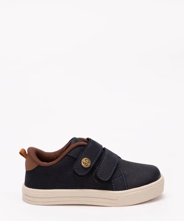 tênis infantil cano baixo com velcro azul marinho 25