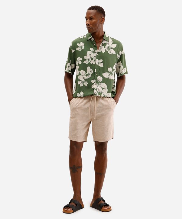 bermuda jogger masculina com linho bege G