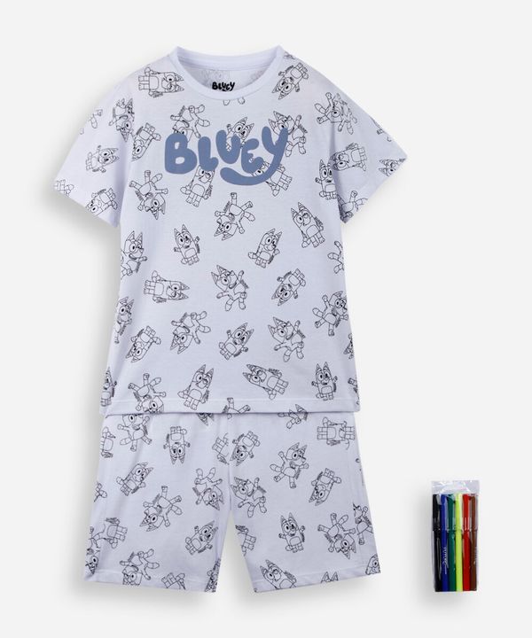 pijama infantil bluey full colorir off white 5