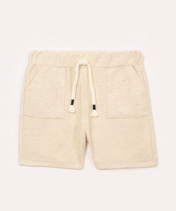 short de moletom infantil com bolsos kaki 4