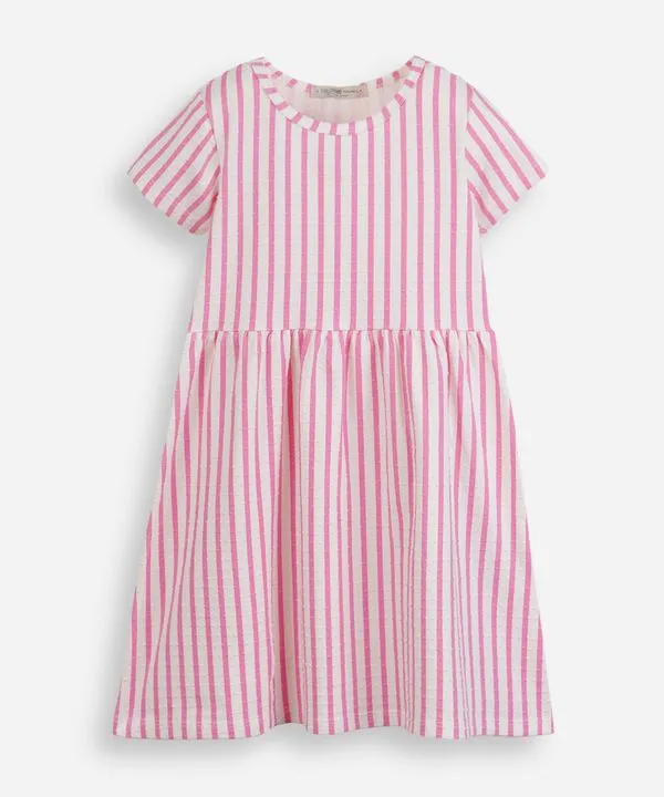 vestido infantil malha listrado texturizado colorido 8