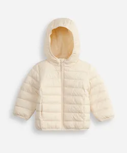 jaqueta puffer infantil com capuz bege 9-12
