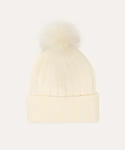 gorro de tricô com pompom off white UNICO