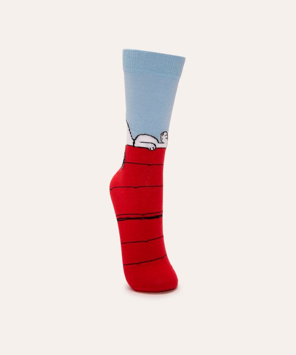 meia cano longo snoopy vermelha 41-43