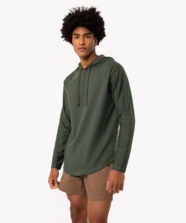 camiseta de moletinho manga longa com capuz verde M