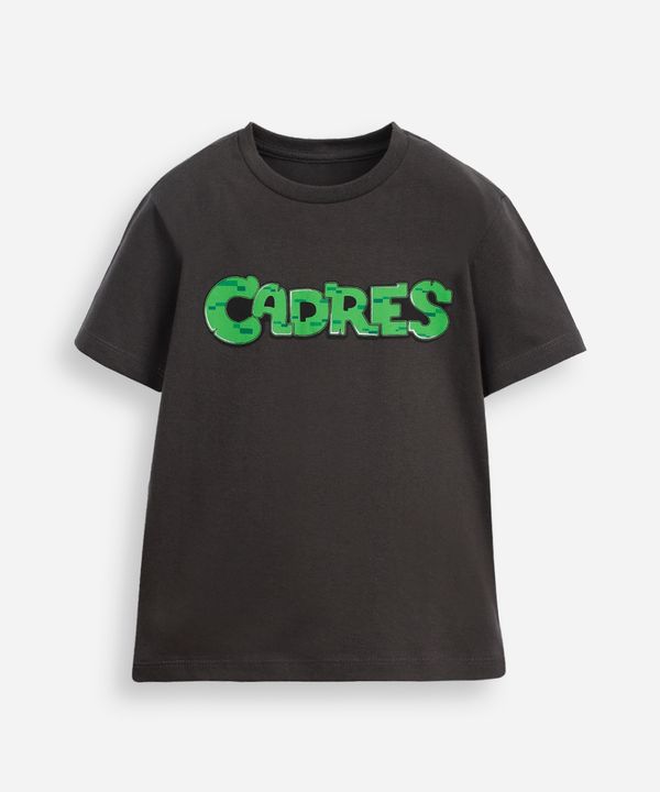 camiseta de algodão infantil manga curta cadres minecraft cinza 8