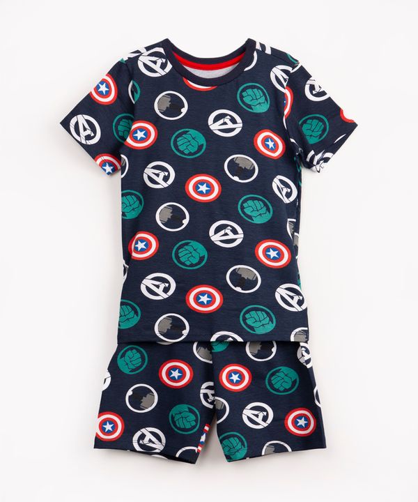 pijama de algodão infantil vingadores manga curta azul marinho 4