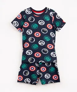 pijama de algodão infantil vingadores manga curta azul marinho 10