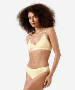 kit com top faixa e calcinha biquíni feminino amarelo G