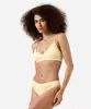 kit com top faixa e calcinha biquíni feminino amarelo P
