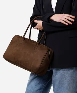 bolsa baú de suede mindset marrom UNICO