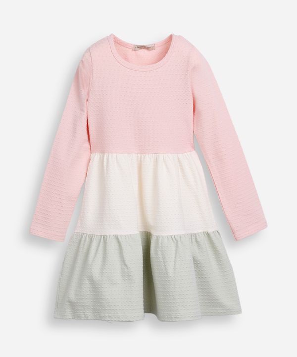 vestido infantil de algodão texturizado com recortes colorido 12