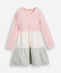 vestido infantil de algodão texturizado com recortes colorido 6