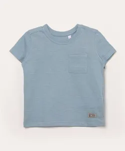 camiseta infantil de algodão com bolso azul claro 2